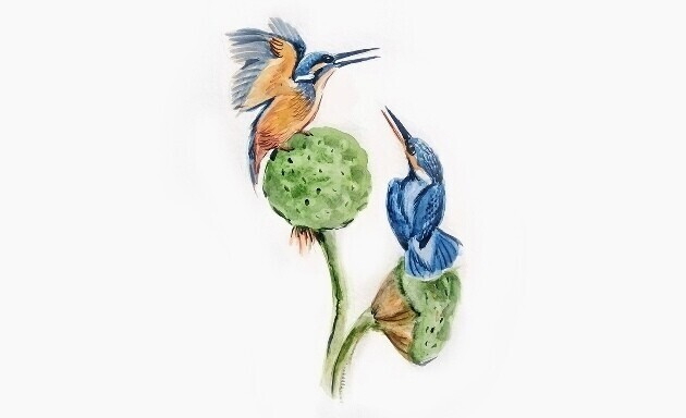 Картина интерьерная "Зимородки" 2022